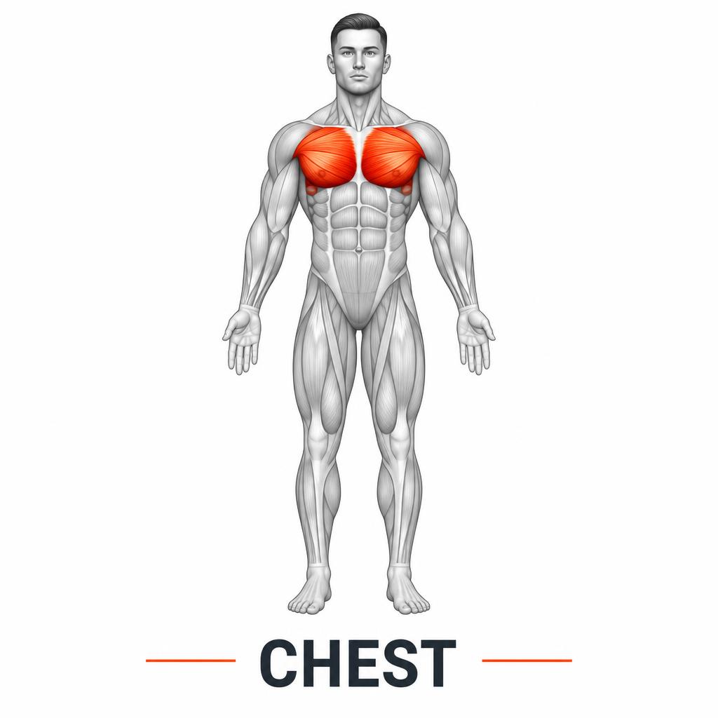 Floor Press muscles worked anatomy visual | Coach Abuzaid