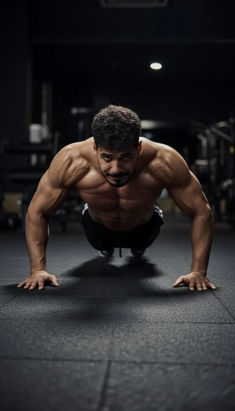 Coach Abuzaid performing a push-up during a bodyweight session