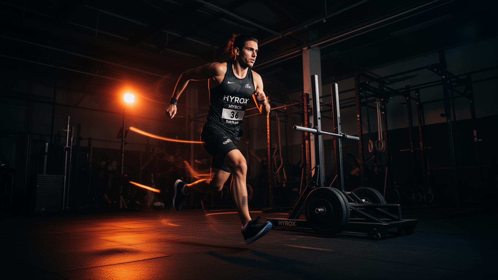 Coach Abuzaid during HYROX-style functional race conditioning